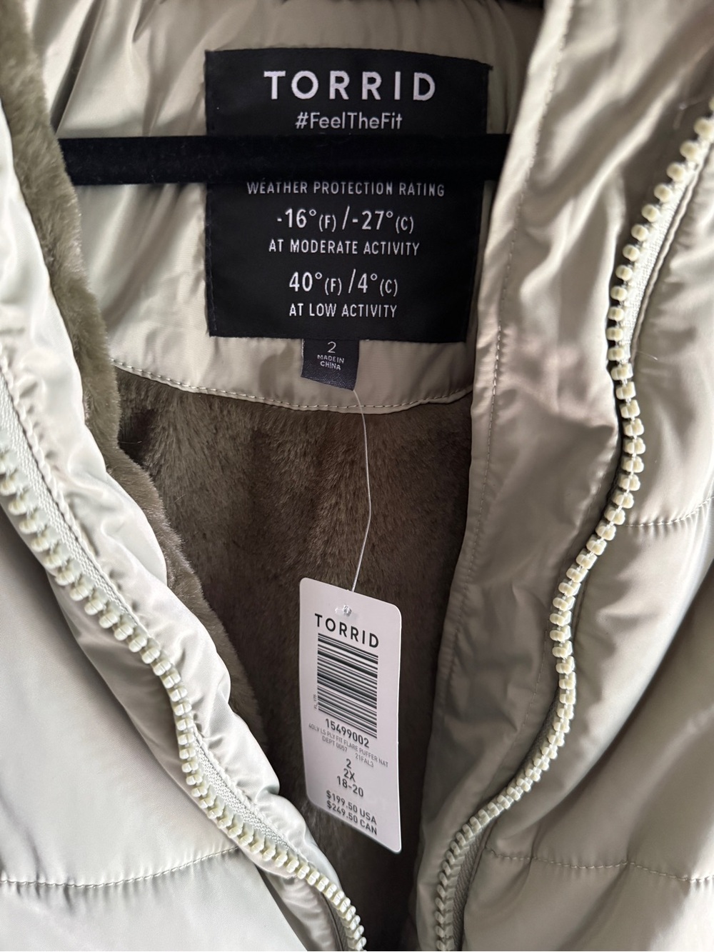 Torrid Olive Green Faux-Fur Trim flare Puffer Jacket size 2 - Picture 8 of 16